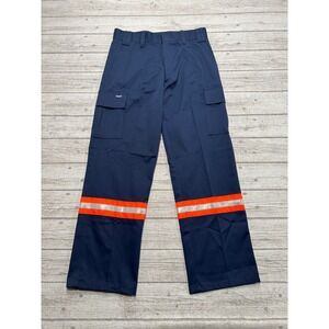 NEW Hammill Cargo Pants Men's 32 Navy Blue Reflective Safety Tape Hi-Vis Utility